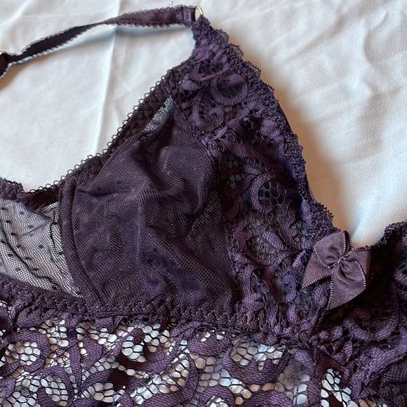 BLUSH lingerie purple see through lace bralette - Picture 2 of 11
